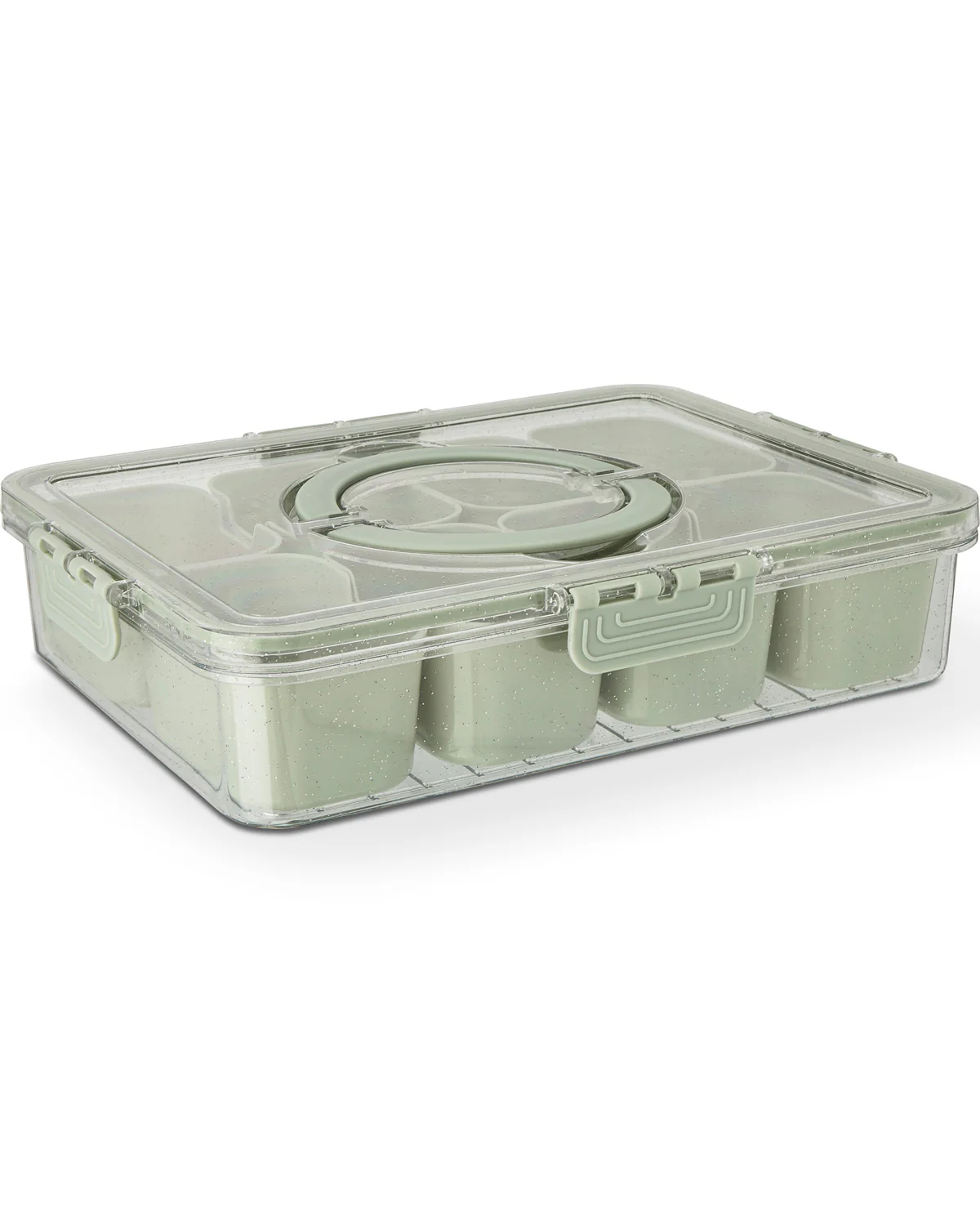 9 Section Glitter Handled Snackle Box Mossy Stone - Image 2
