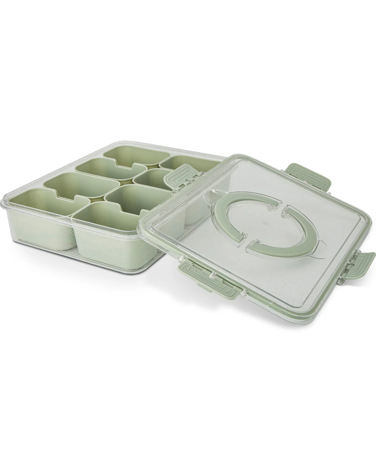 9 Section Glitter Handled Snackle Box Mossy Stone - Image 3
