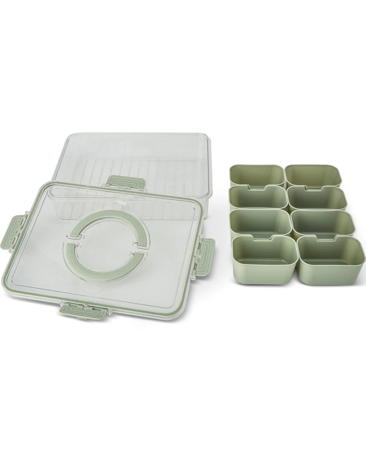 9 Section Glitter Handled Snackle Box Mossy Stone - Image 4