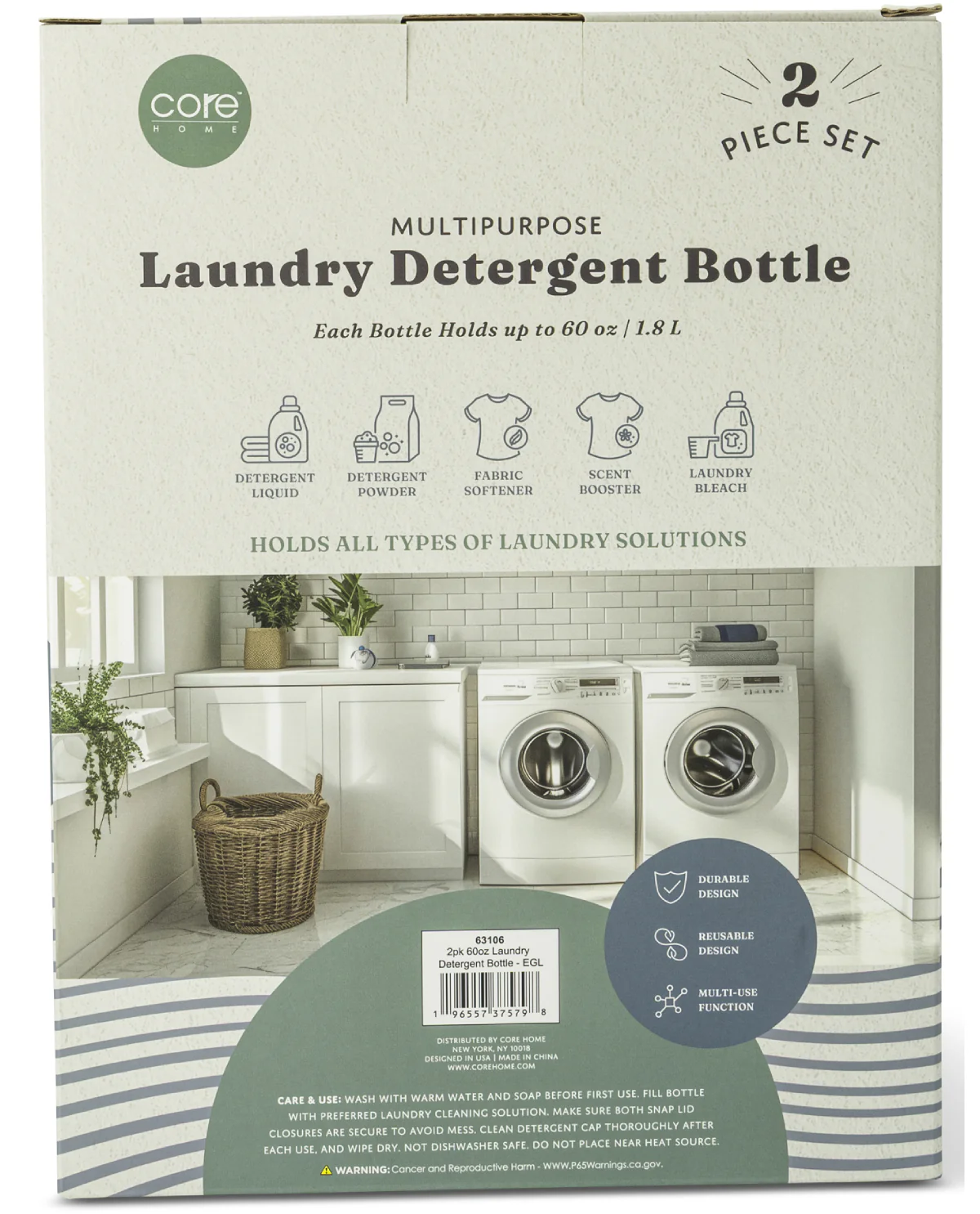 2pk 60-Ounce Laundry Detergent Bottle - Sage - Image 2