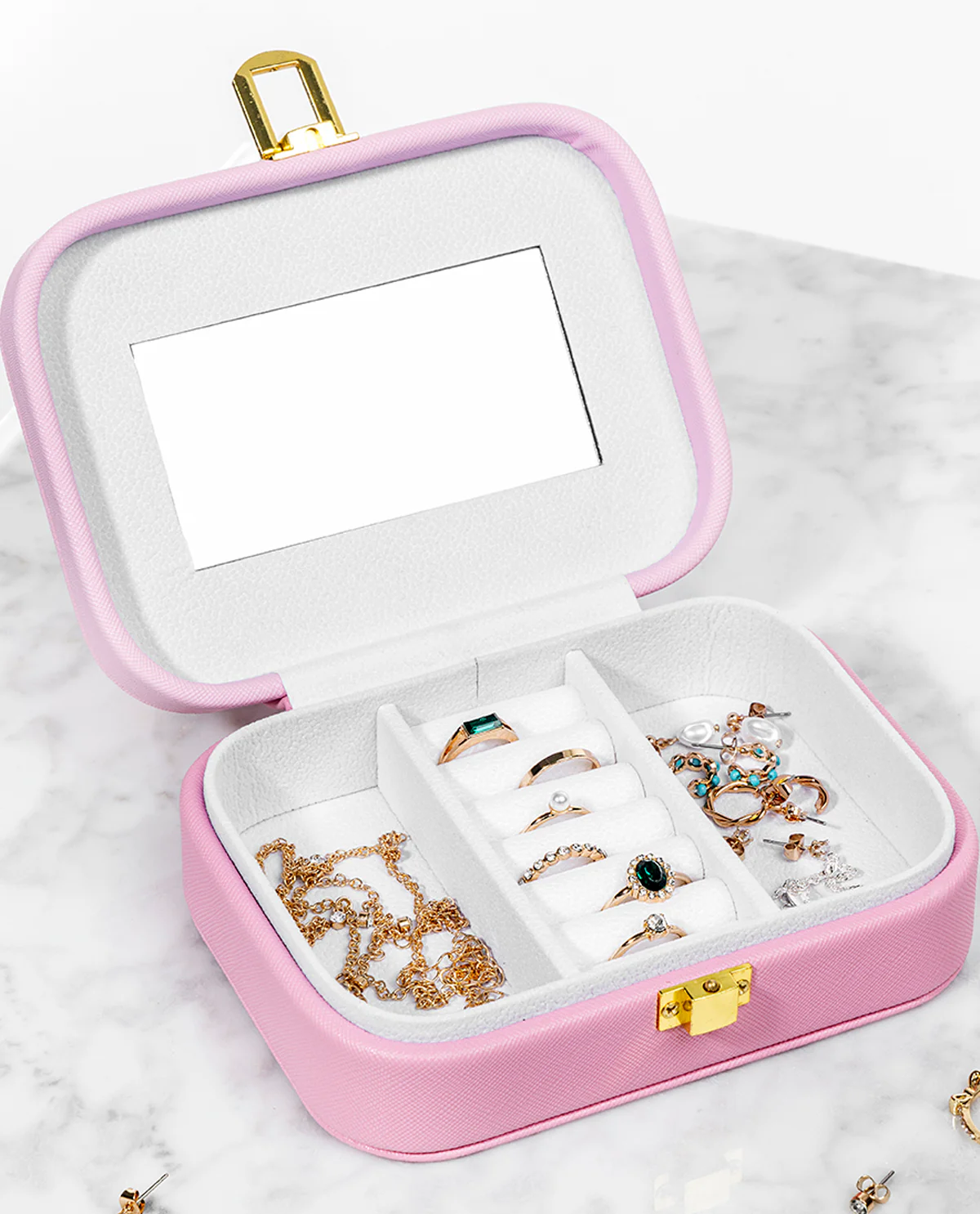 2-Tone Rectangle Jewelry Organizer With Clasp Pink - Image 3