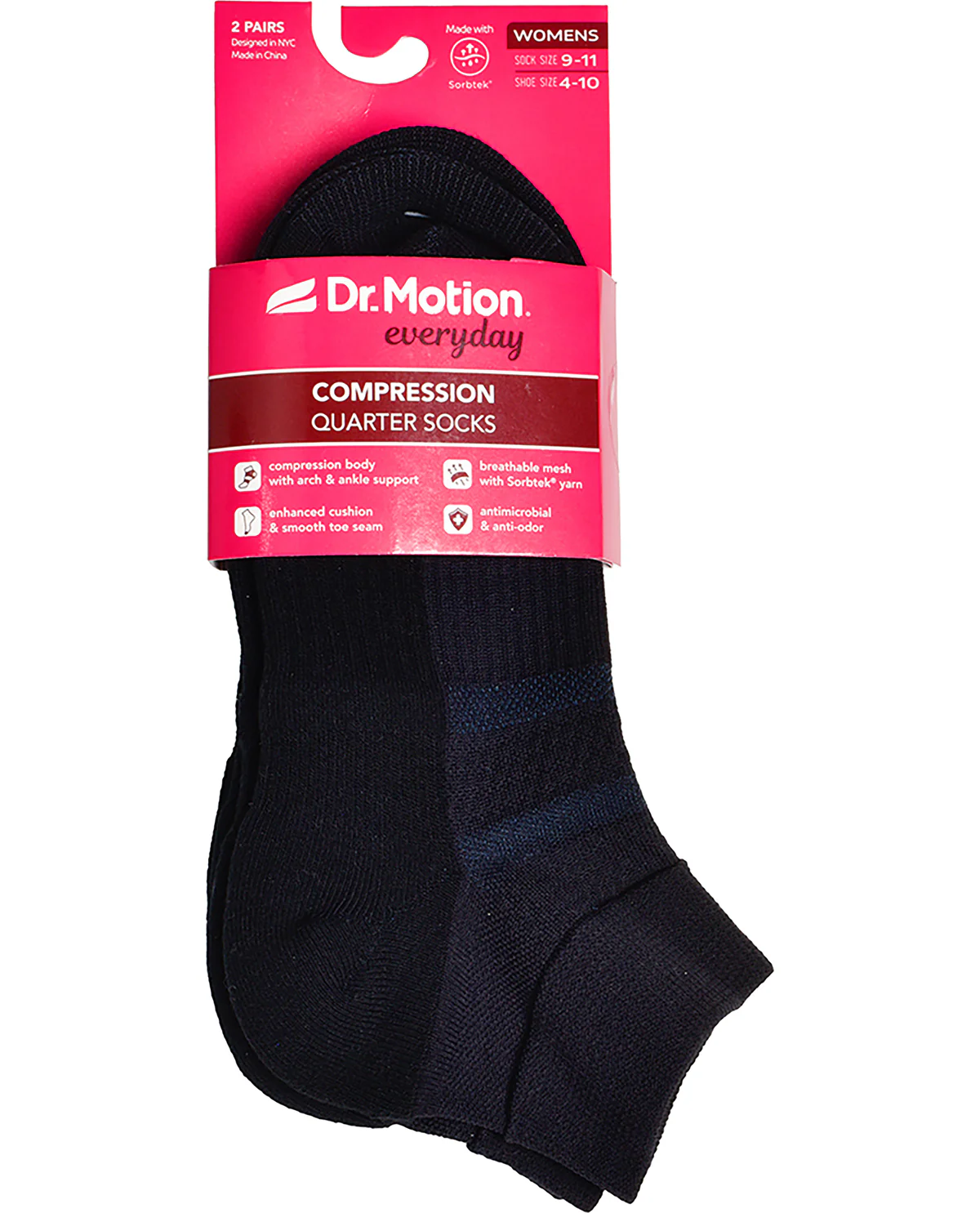 Dr. Motion 2PK Black Quarter Compression Socks - Image 3