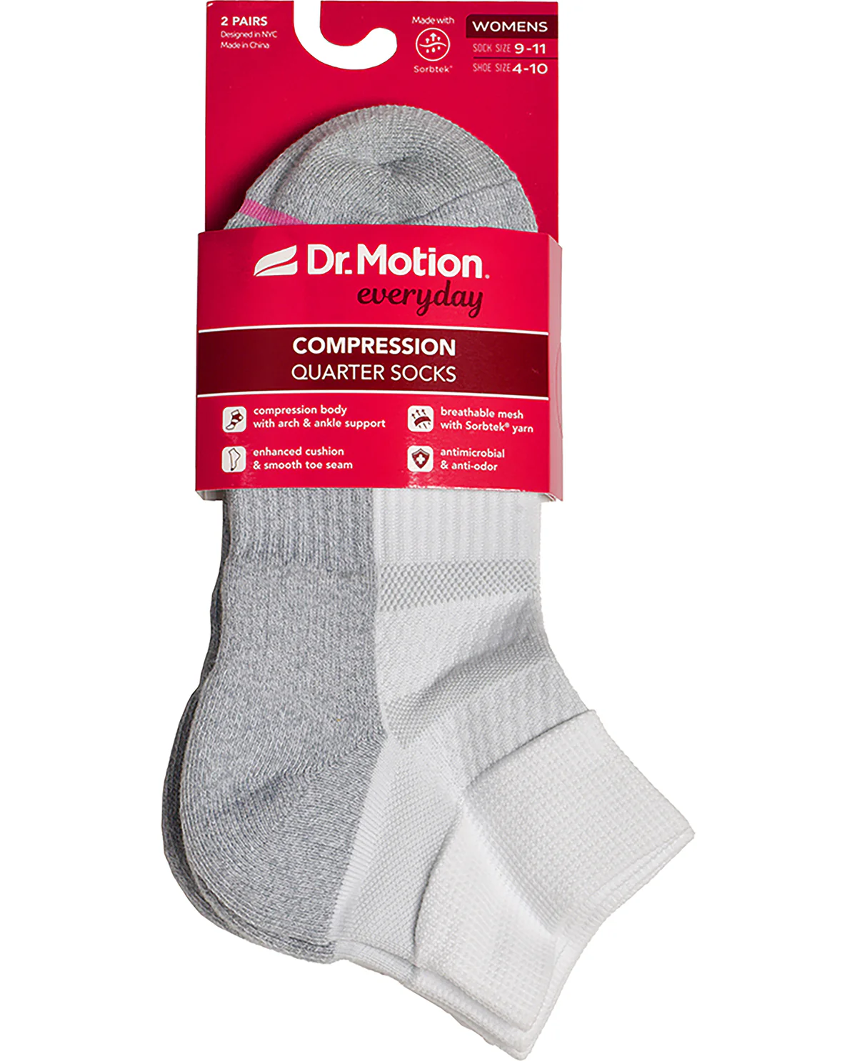 Dr. Motion 2PK White Quarter Compression Socks - Image 2