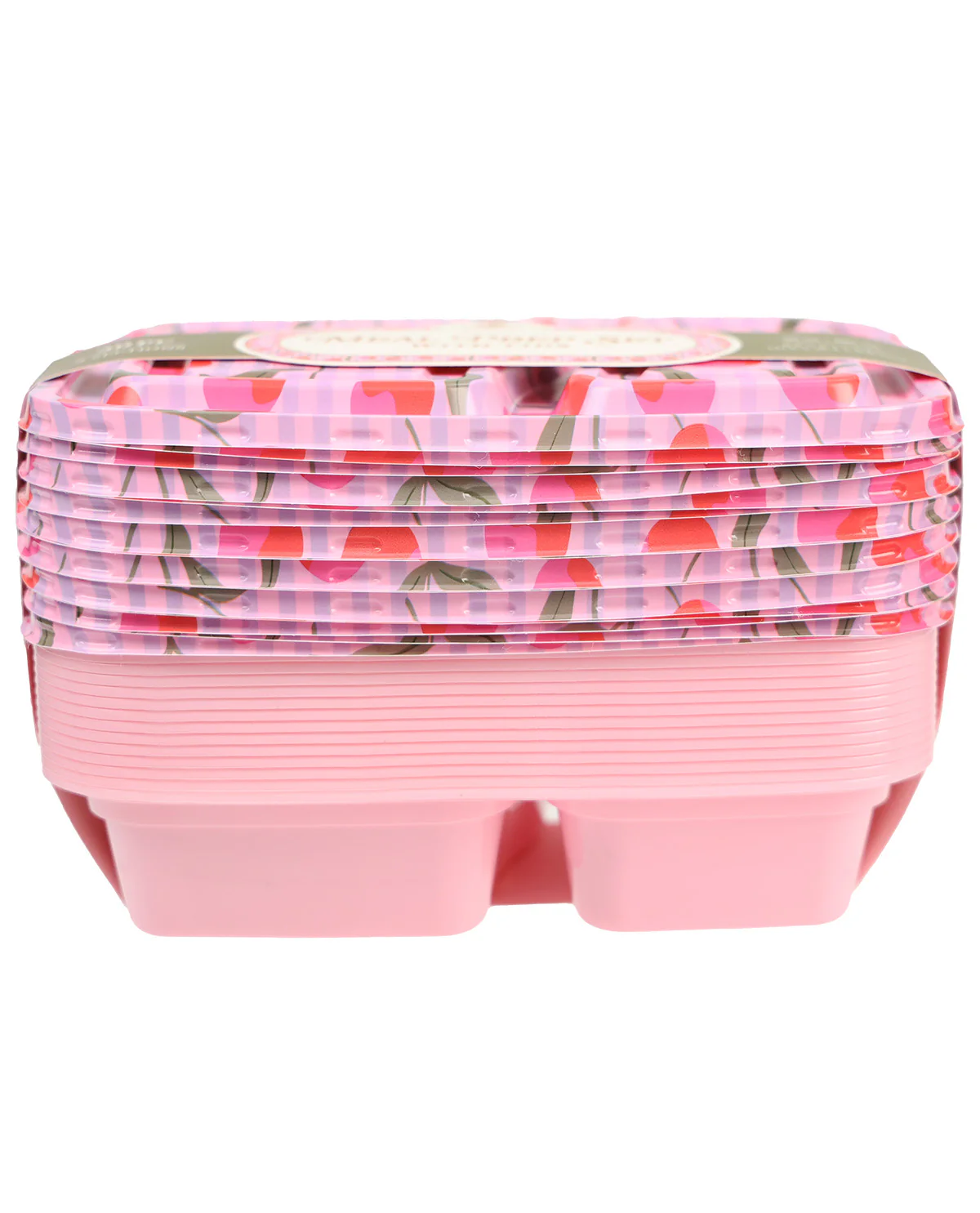 30-Piece Pink Pinstripe Cherry Print Meal Prep Set - Image 2