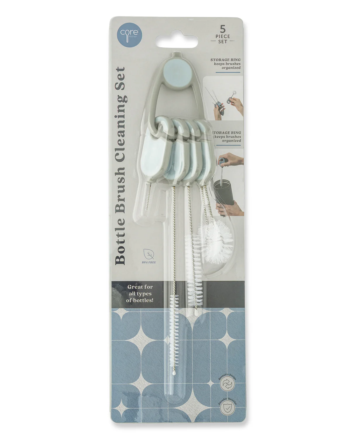4pc Bottle Brush Cleaning Set - Pewter - Image 2