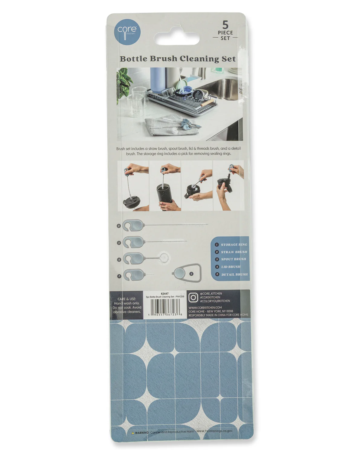 4pc Bottle Brush Cleaning Set - Pewter - Image 3