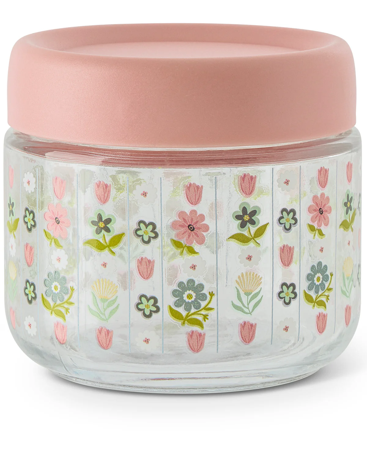 4pk 10oz Glass Jar Set Floral Stripe - Image 2