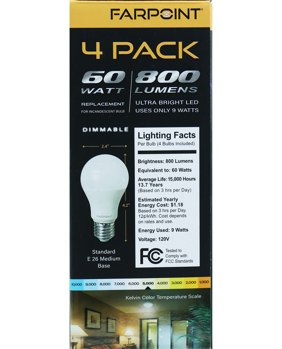 60-Watt Dimmable LED Ultra Bright Light Bulb Set - Image 3