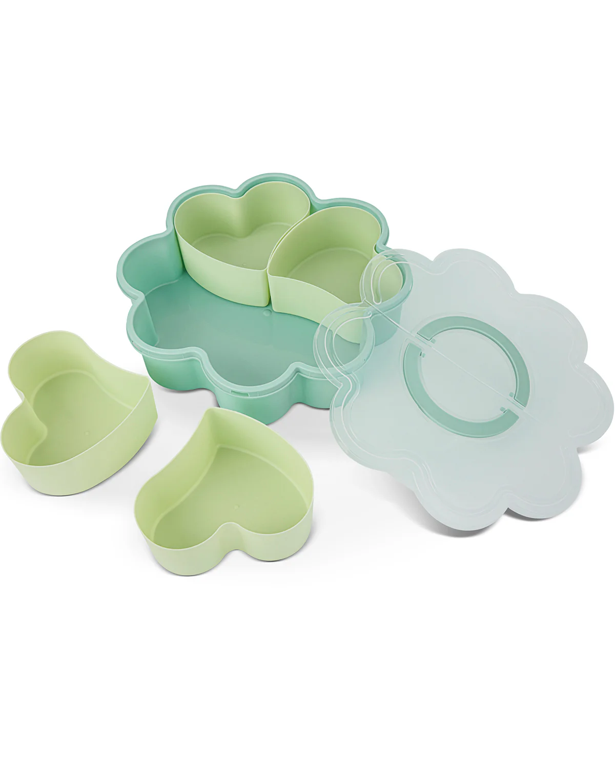4 Section Flower Snackle Box Green - Image 3