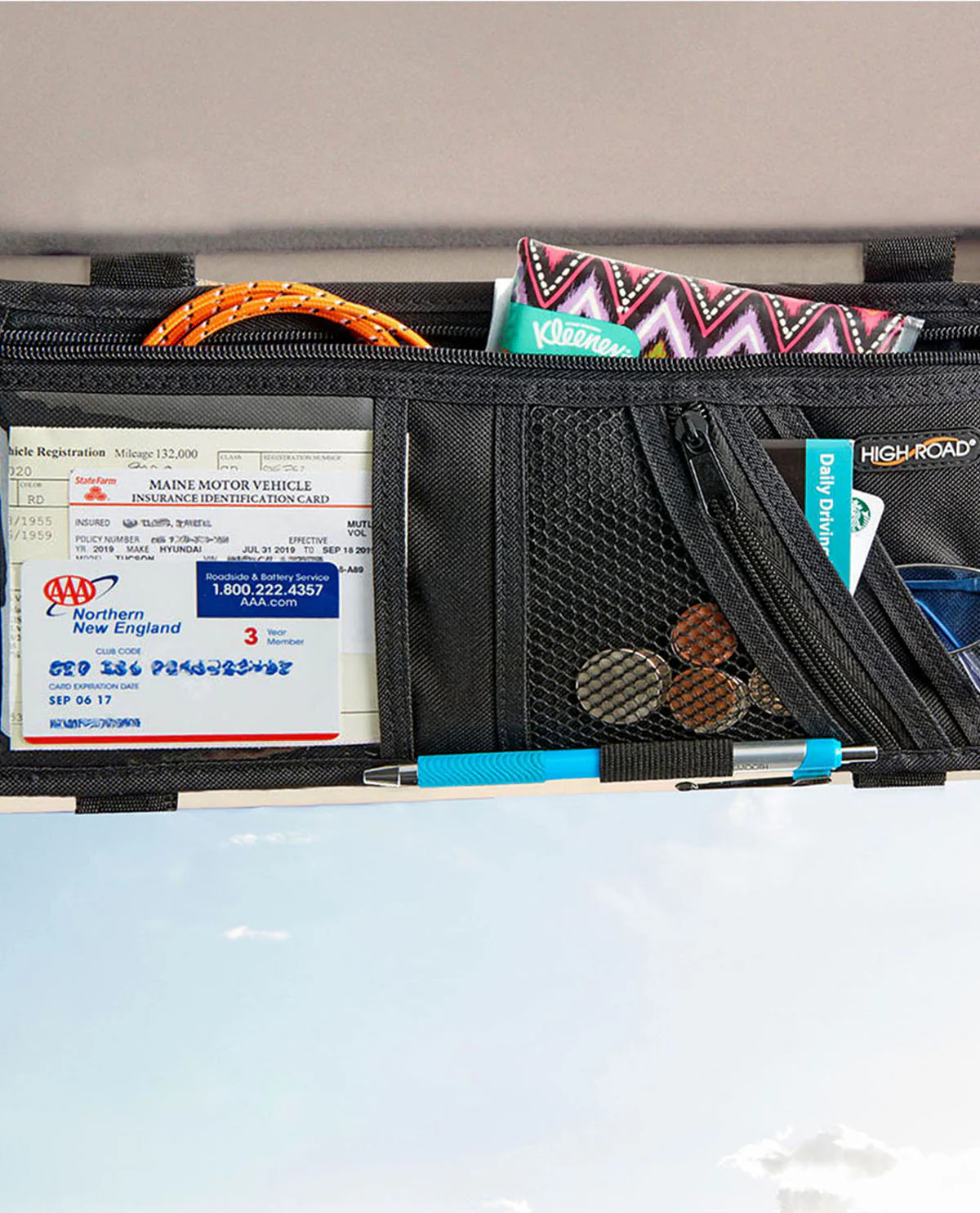 5-Pocket Automotive Sun Visor Organizer - Image 2