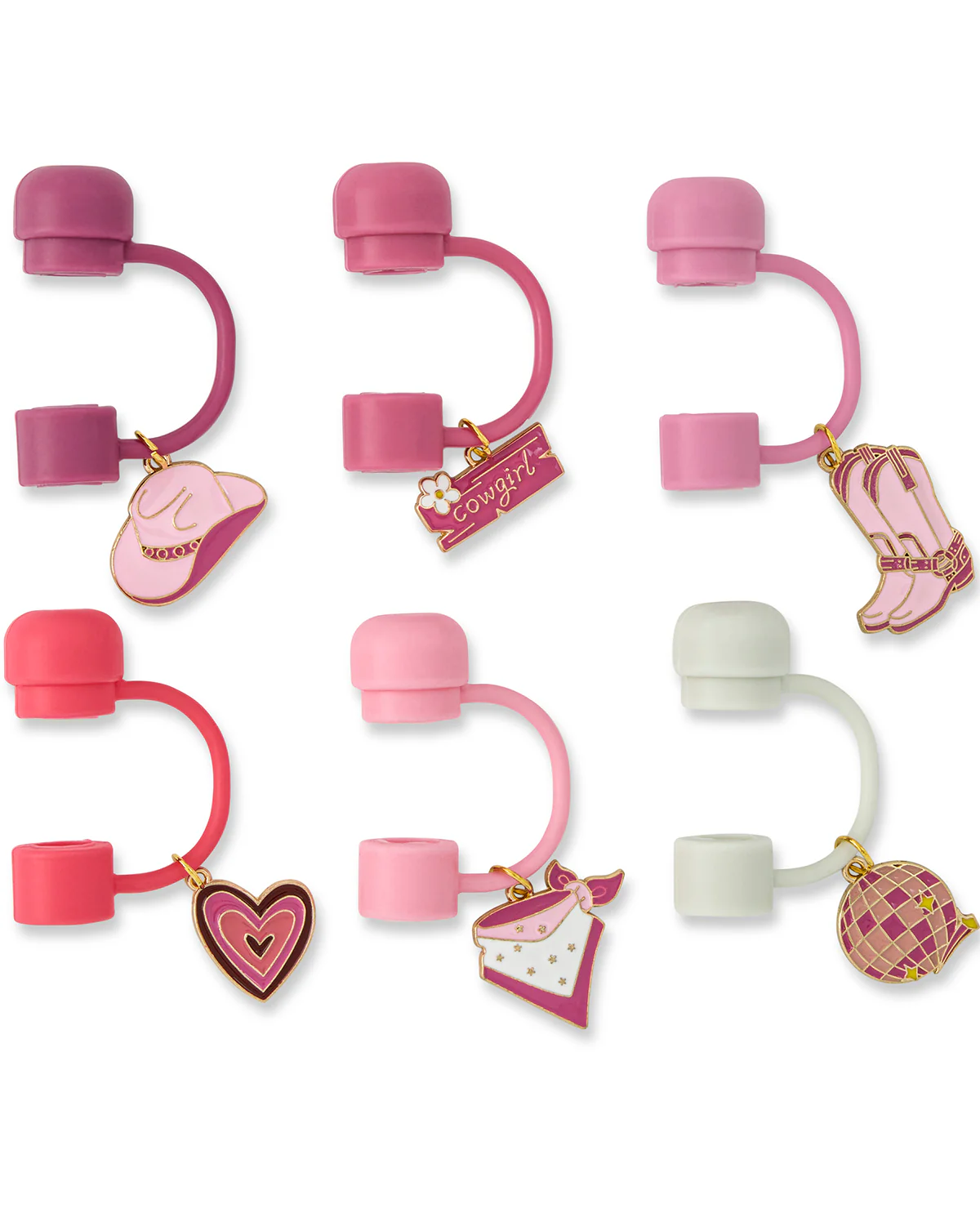 6 Pack Charm Straw Topper Cowgirl - Image 2