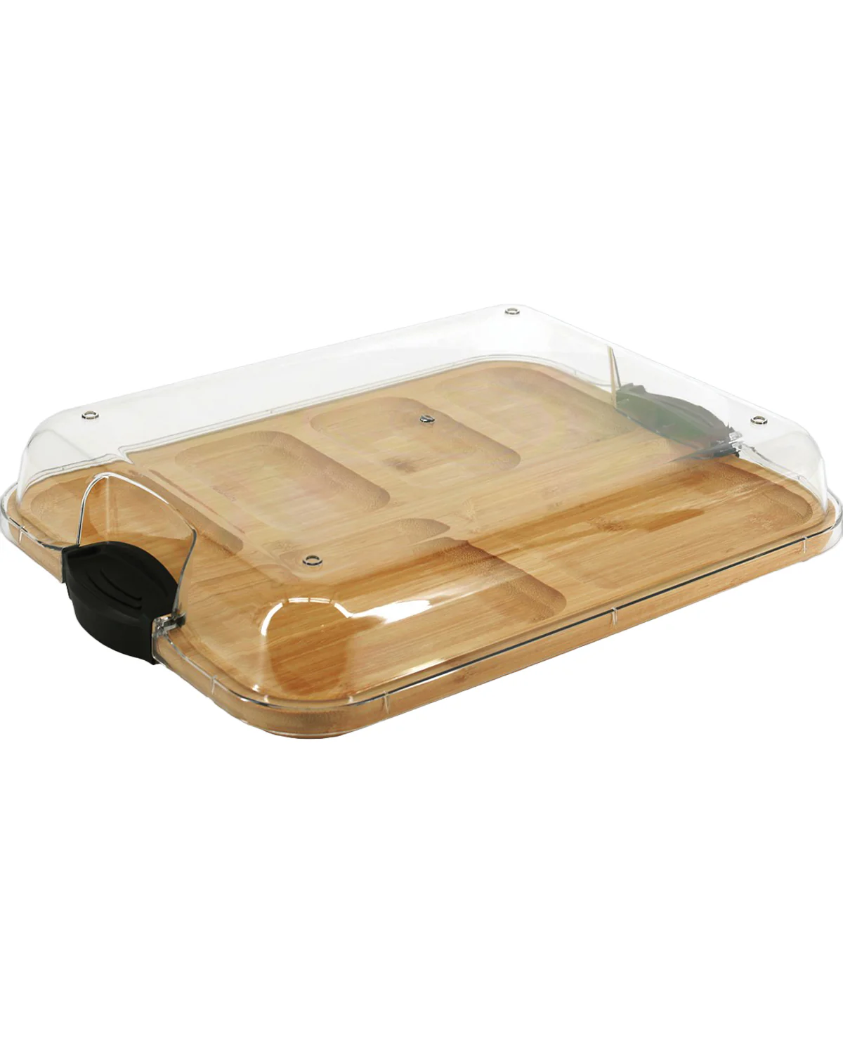 6 Section Bamboo Serving Tray With Lid - Image 2