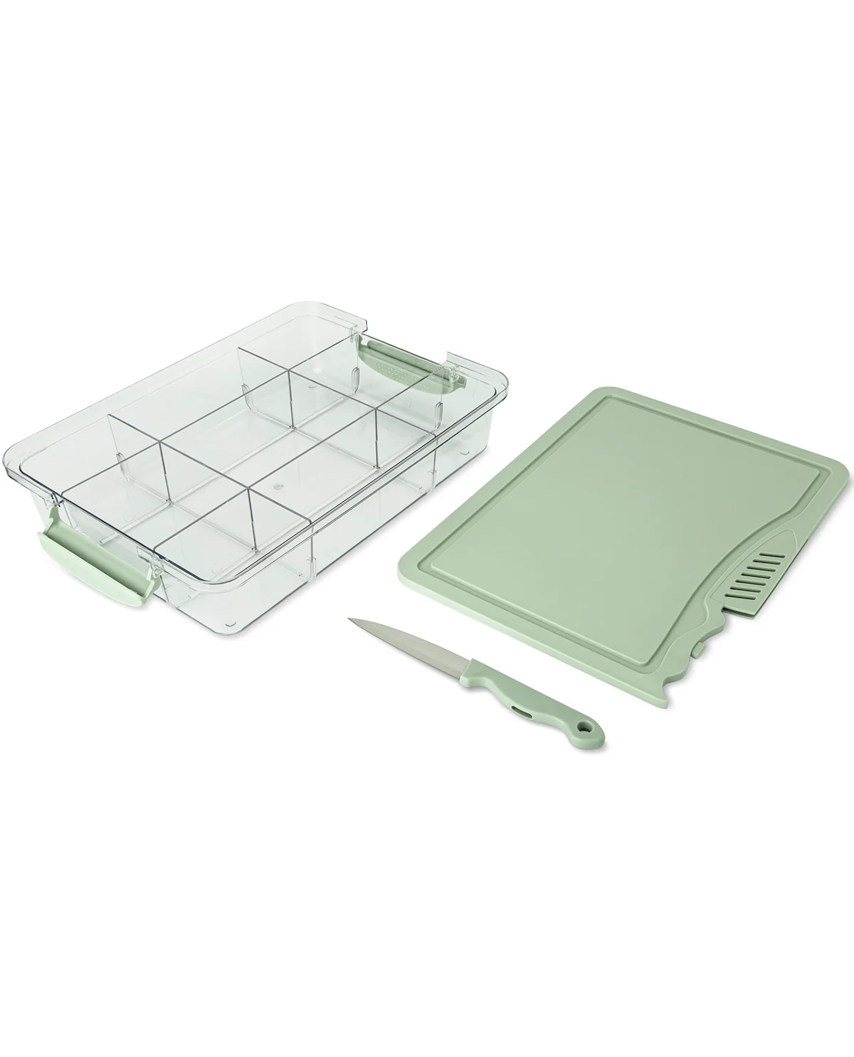 9 Section Snack Box With Built In Knife Board Sage - Image 2