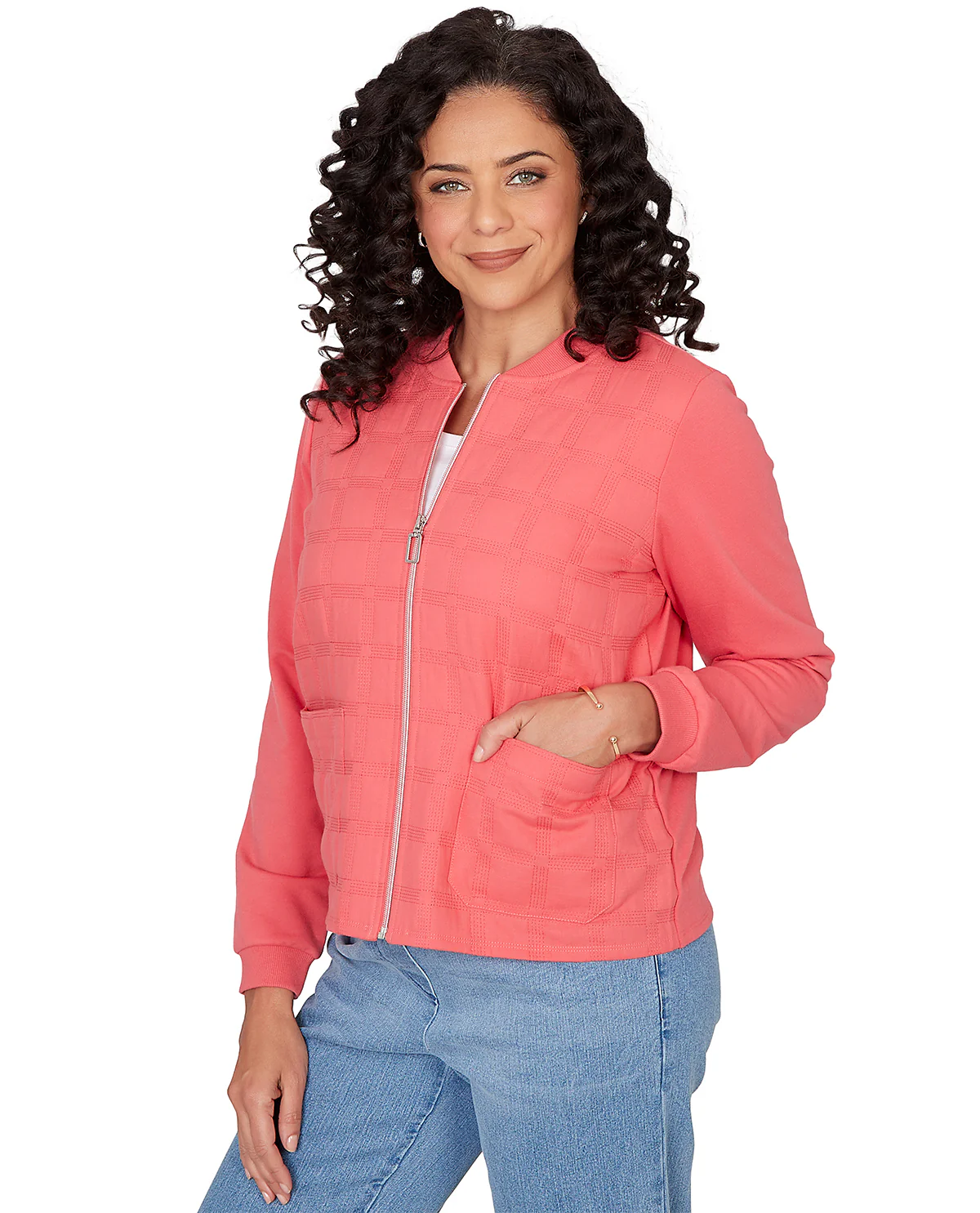 Alfred Dunner Missy Austin Quilt Knit Jacket Azalea - Image 3