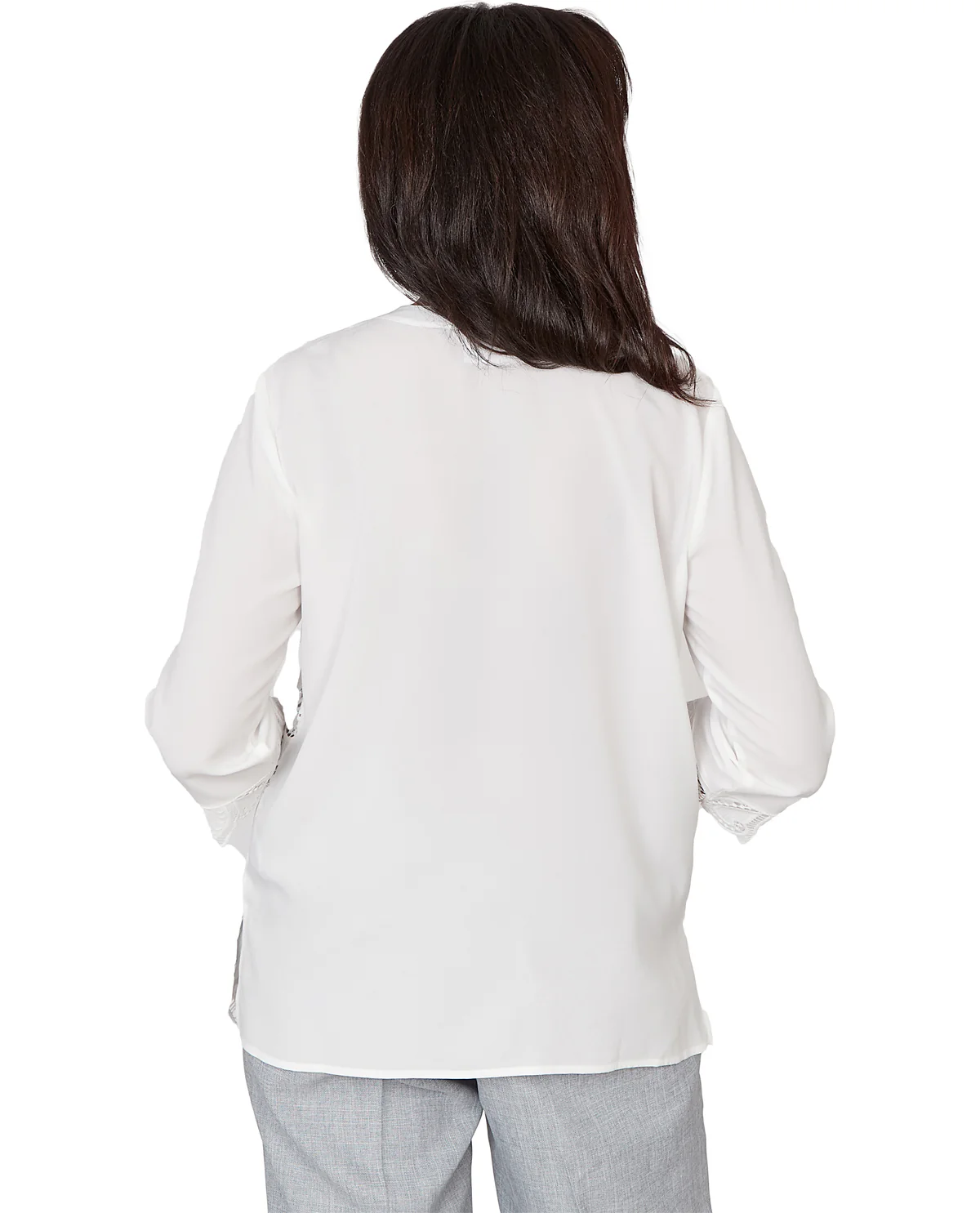 Alfred Dunner Al Fresco Cutout Lace Front Blouse White - Image 2
