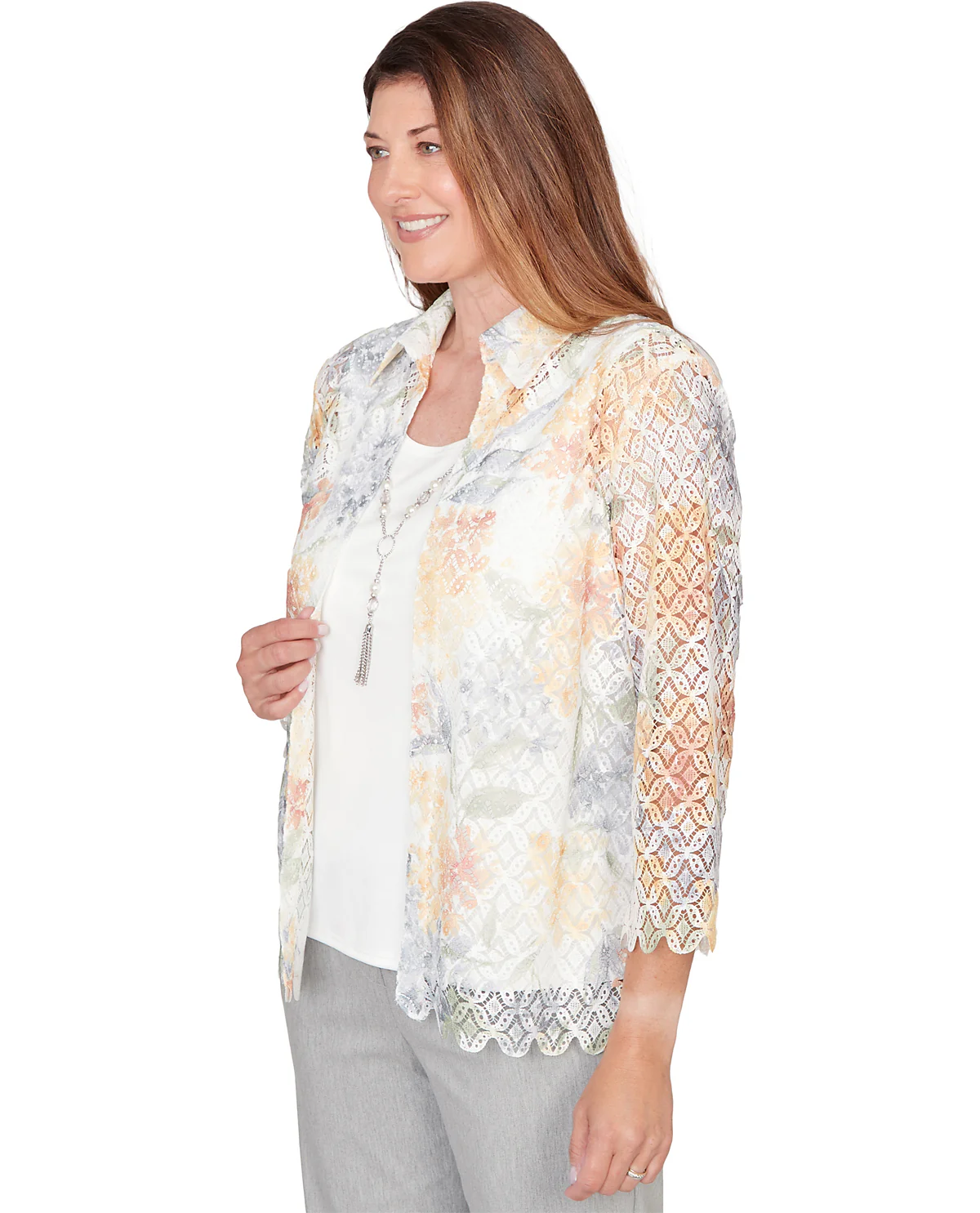 Alfred Dunner Al Fresco Floral Lace Two For One Yellow Multi - Image 3