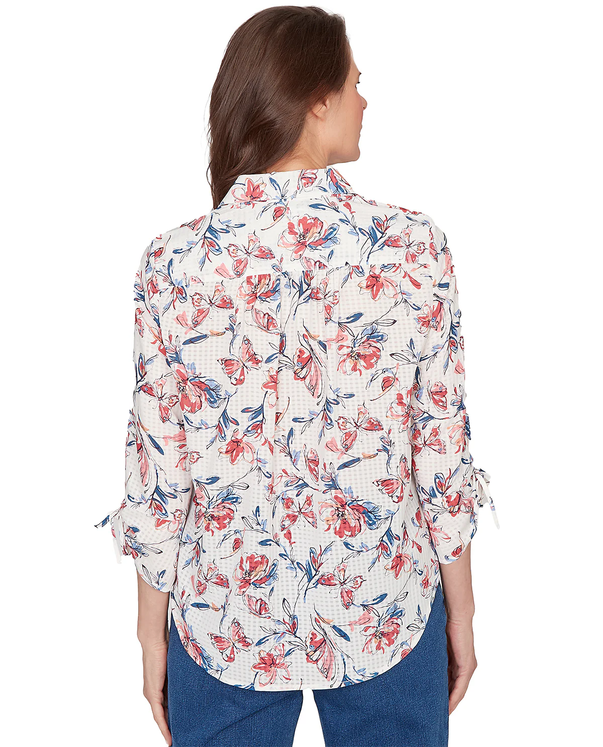 Alfred Dunner Austin Etch Floral Butterfly Top Azalea - Image 2