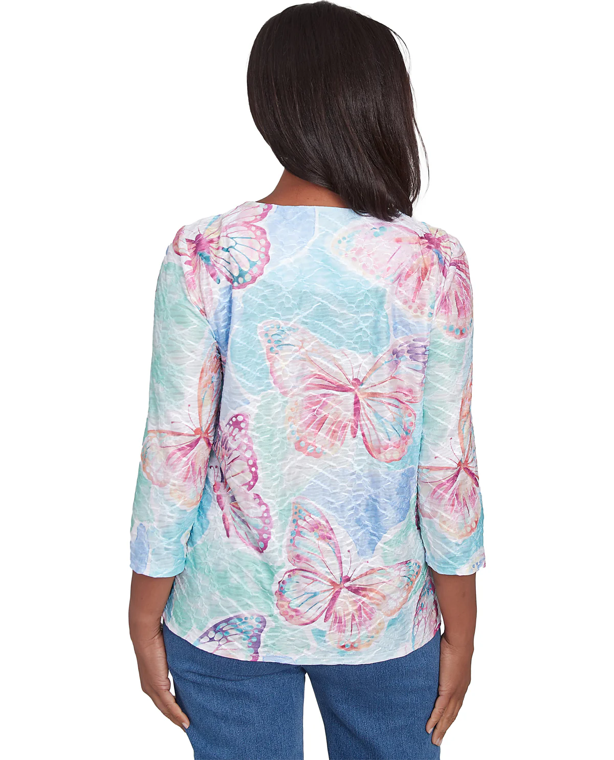 Alfred Dunner Classic Butterfly Knit Top Pink Multi - Image 2