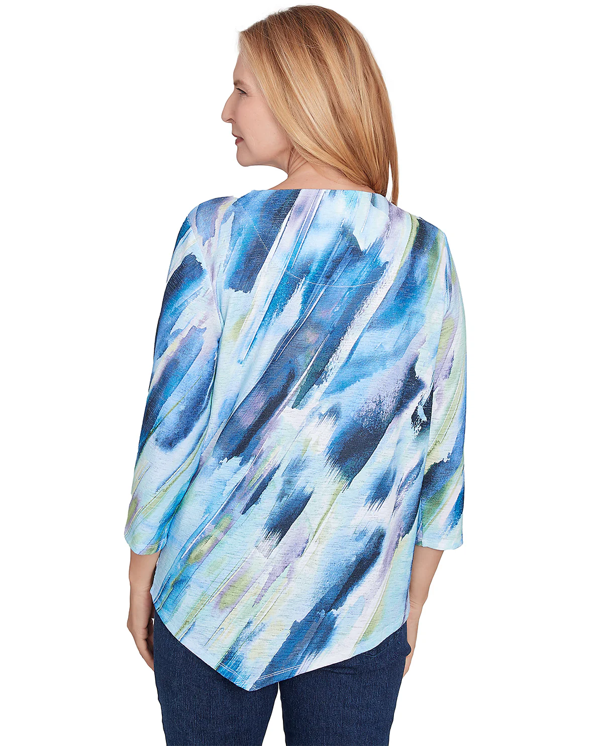 Alfred Dunner Classic Knit Top Navy Multi - Image 2