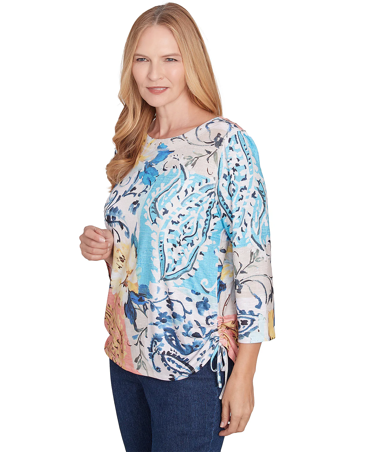 Alfred Dunner Classic Knit Top Navy Multi - Image 3