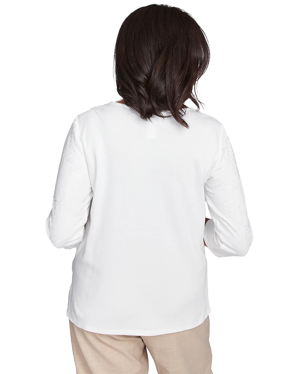 Alfred Dunner Catalina Island Embroidered Flowers Top White - Image 2