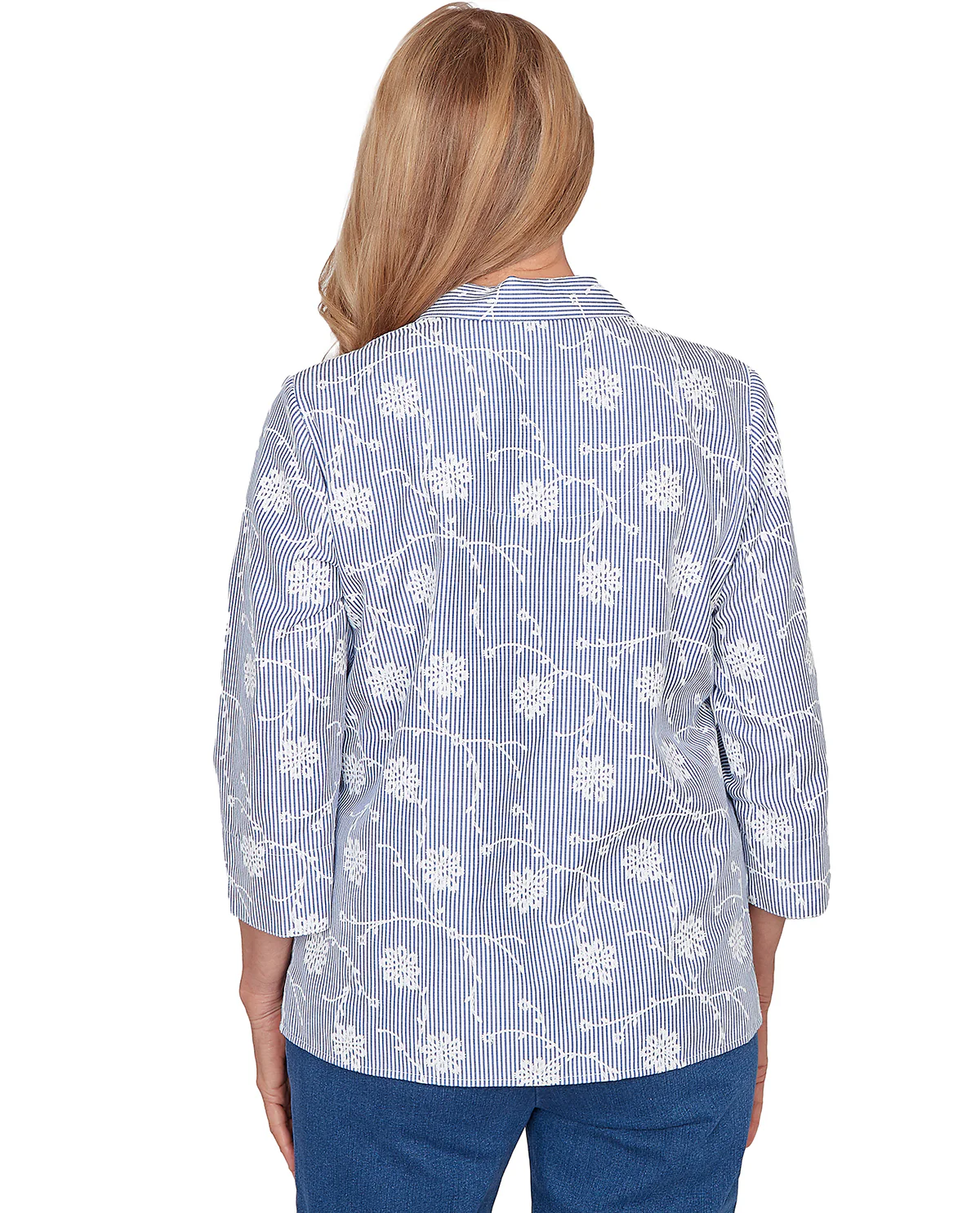Alfred Dunner Pastel Story Pinstripe Embroidery Blue - Image 2