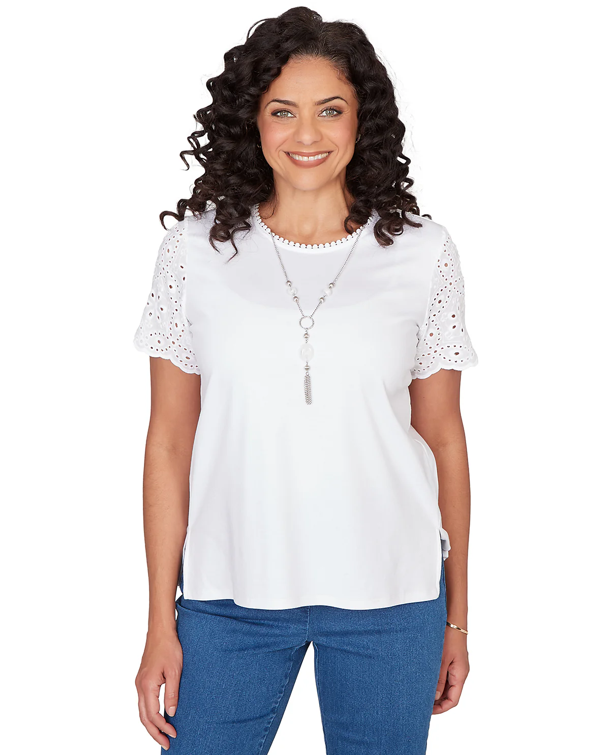 Alfred Dunner Pastel Story Solid Eyelet Top - Image 2