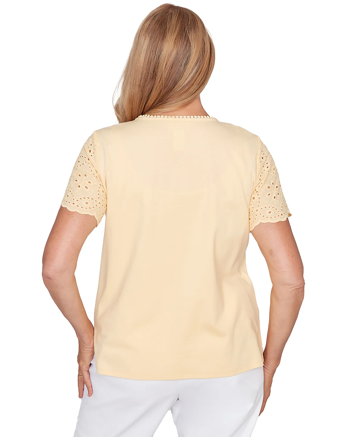 Alfred Dunner Pastel Story Solid Eyelet Top - Image 3