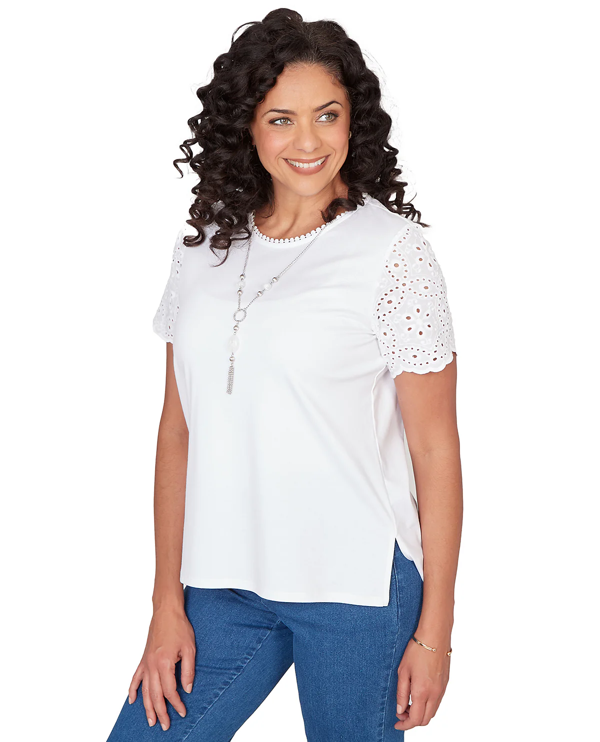 Alfred Dunner Pastel Story Solid Eyelet Top - Image 6