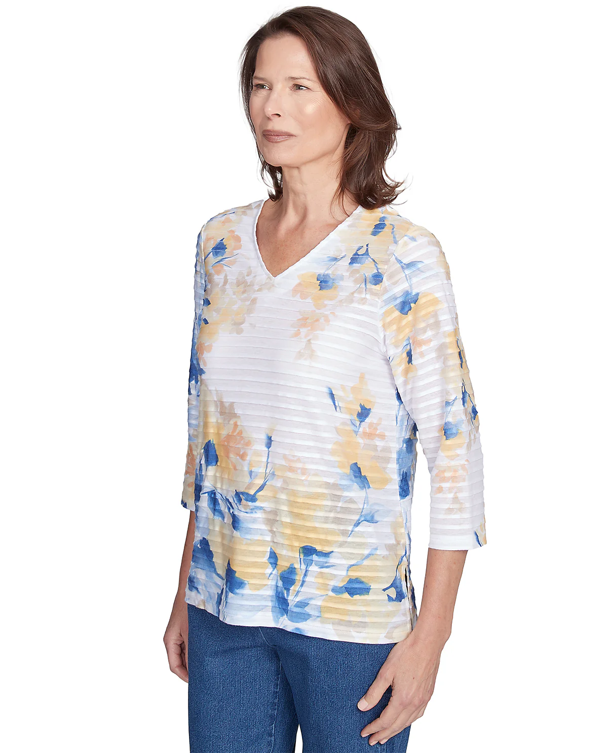 Alfred Dunner Missy Flower Power Floral Texture Top - Image 3