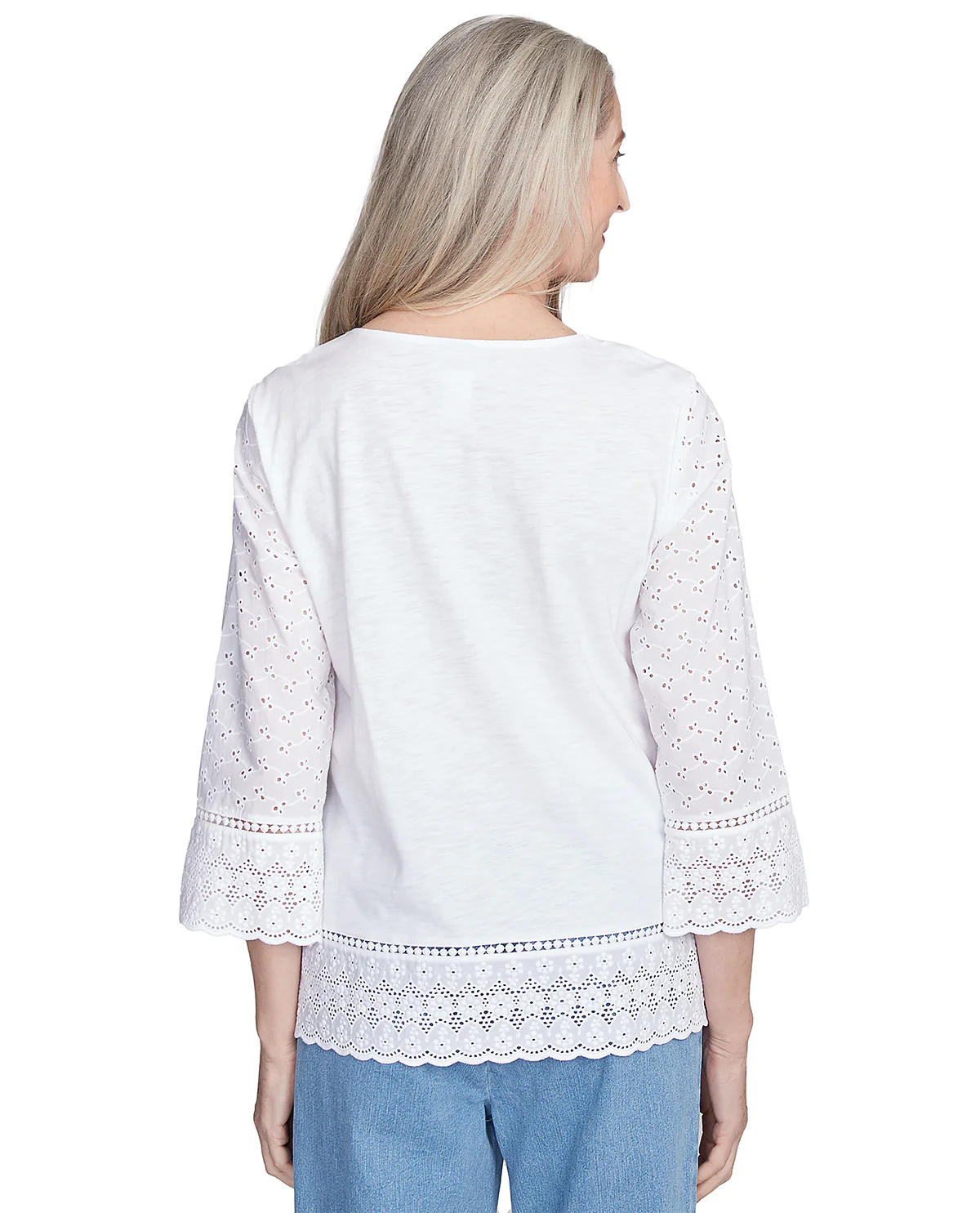 Alfred Dunner Flower Power Floral Embroidered Top White - Image 2