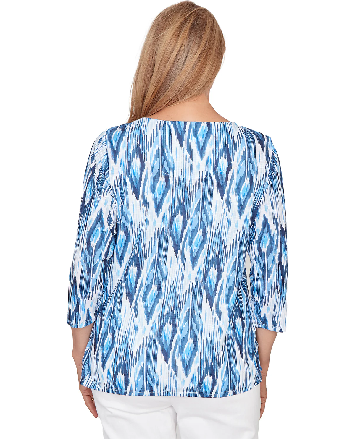Alfred Dunner Mykonos Ikat Knit Top Blue Multi - Image 2