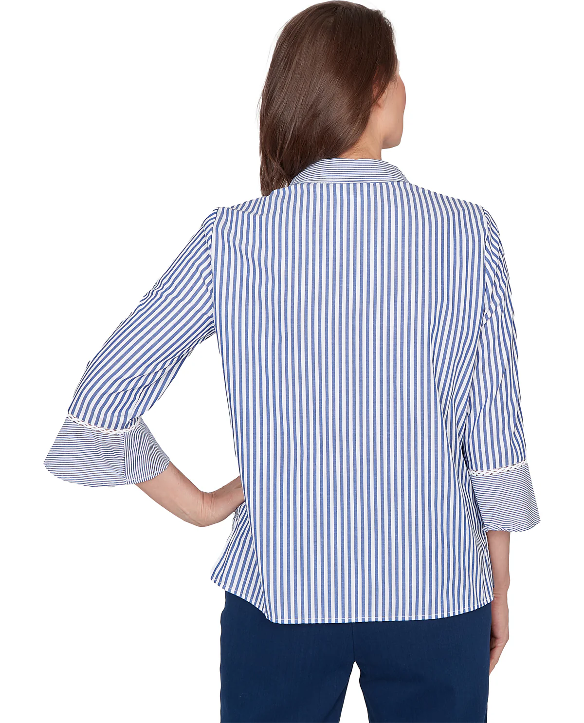 Alfred Dunner Mykonos Mixed Stripe Woven Top Blue Multi - Image 2