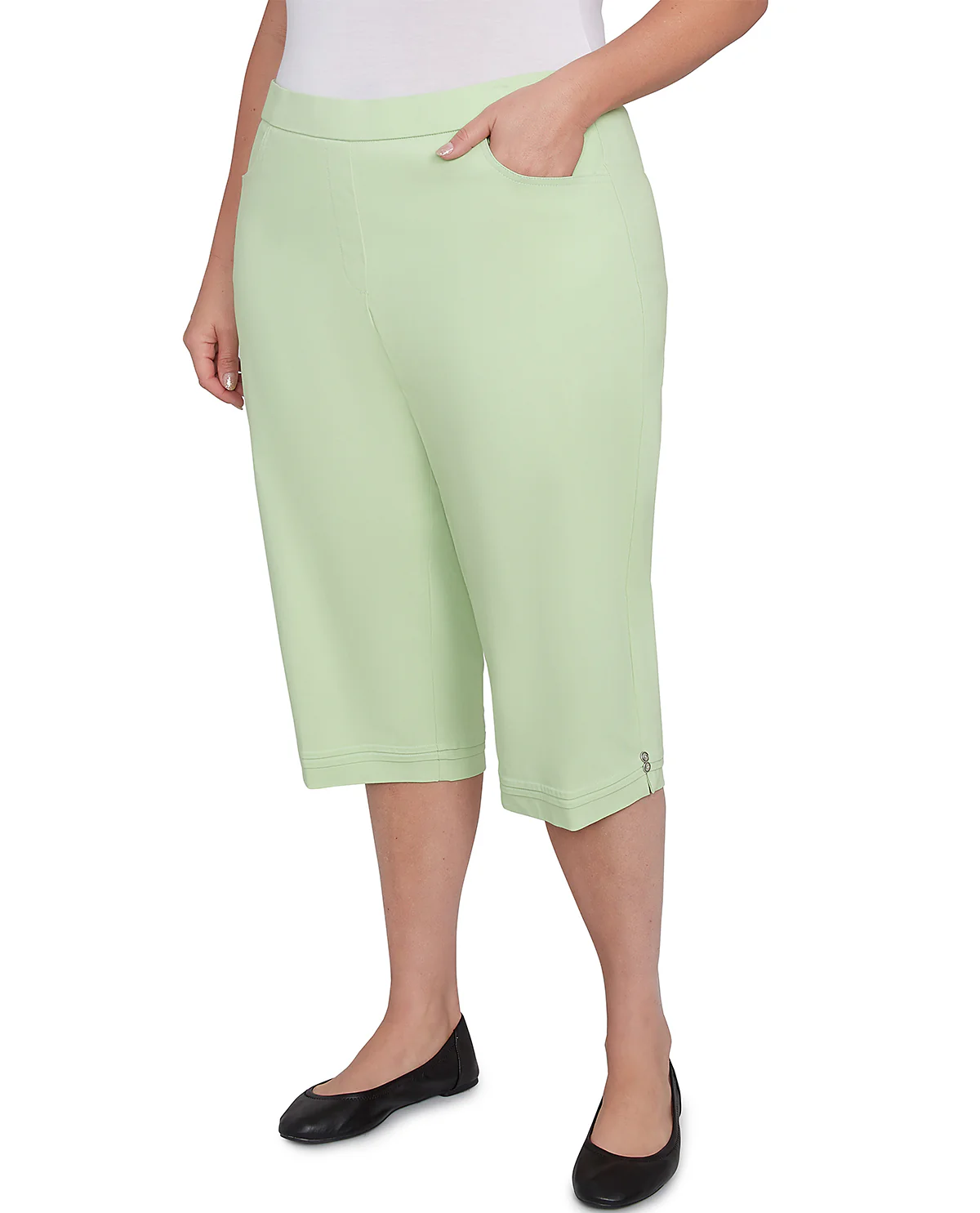 Alfred Dunner Parrot Cay Tummy Control Capri Palm Green - Image 3