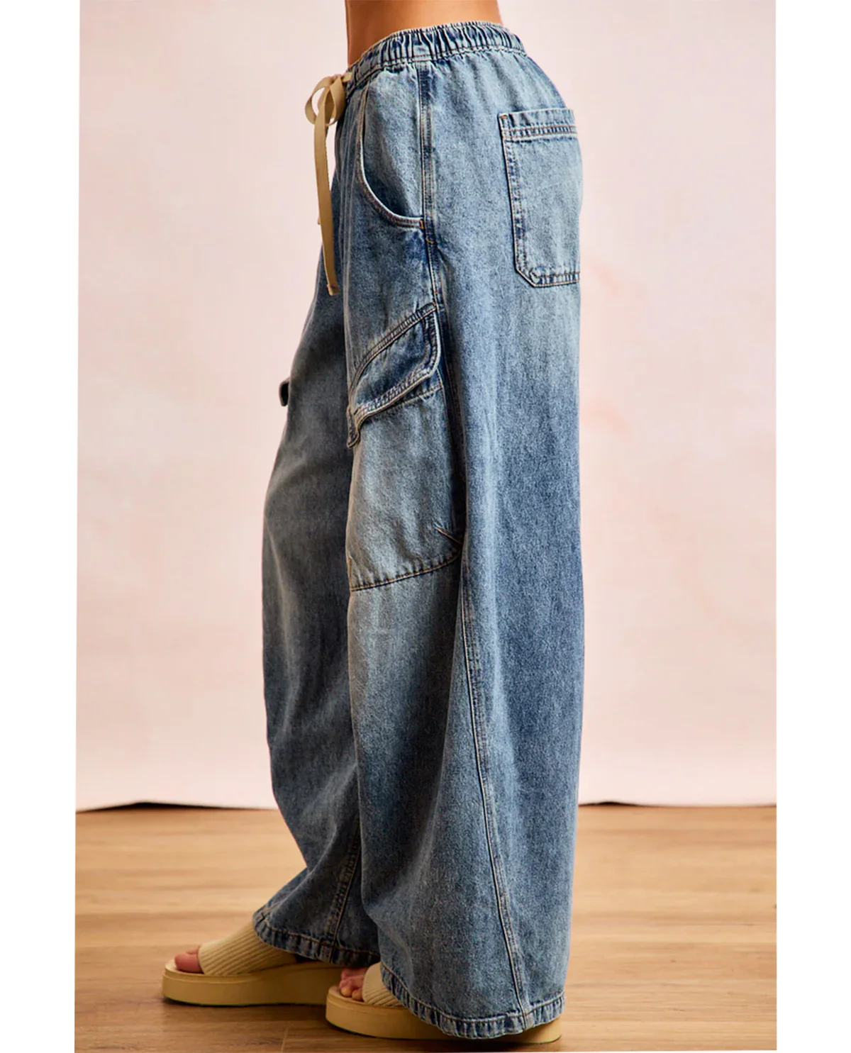 Bibi Barrel Leg Cargo Denim Pant - Image 2