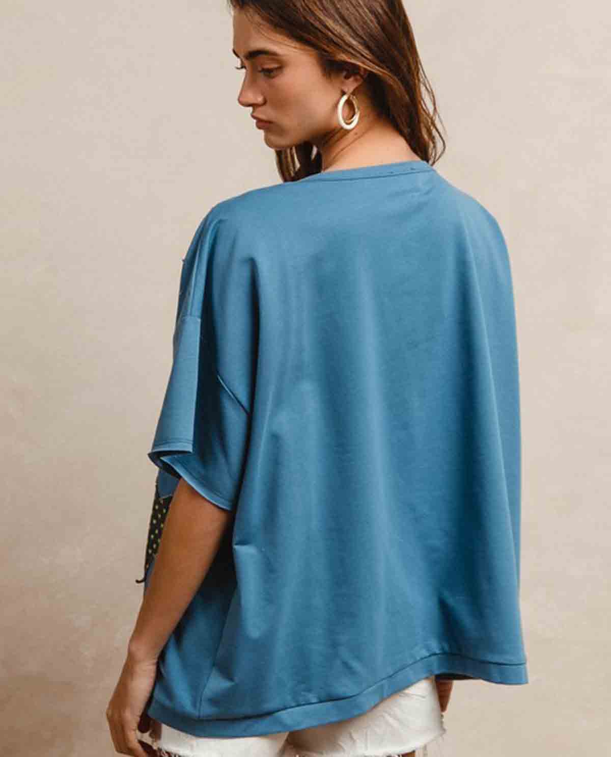 Bibi Star Patches Oversized Top Blue - Image 2
