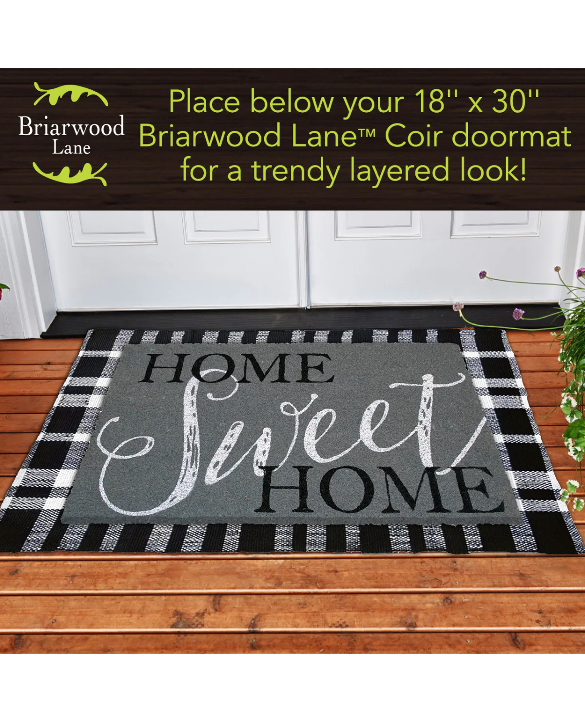 Black And White Plaid Woven Layering Mat - Image 2