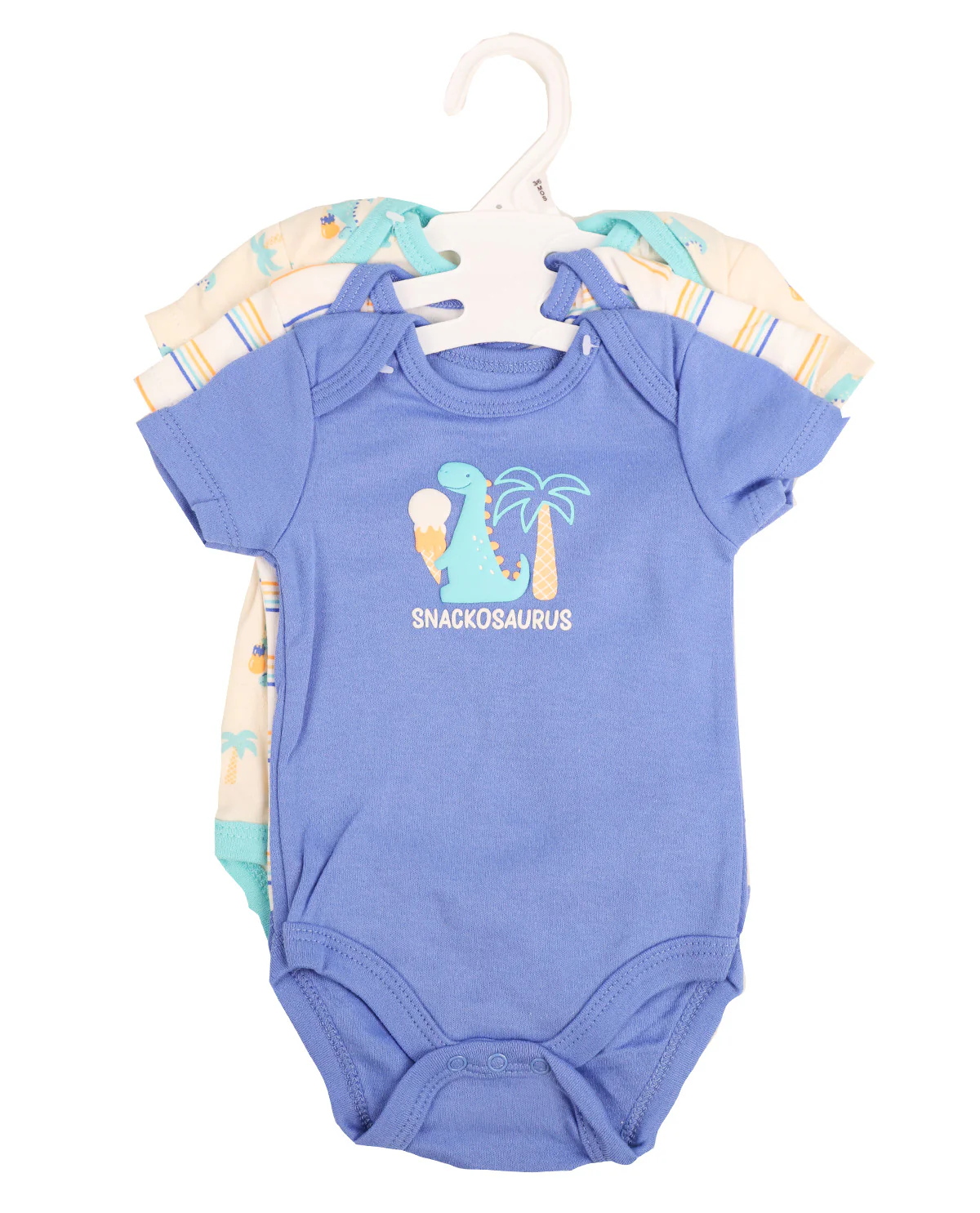 Baby Views 3 Pack Bodysuits - Blue Dino - Image 2