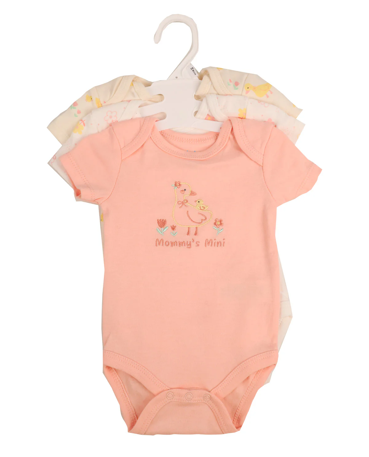 Baby Views 3 Pack Bodysuits - Coral Duckling - Image 2