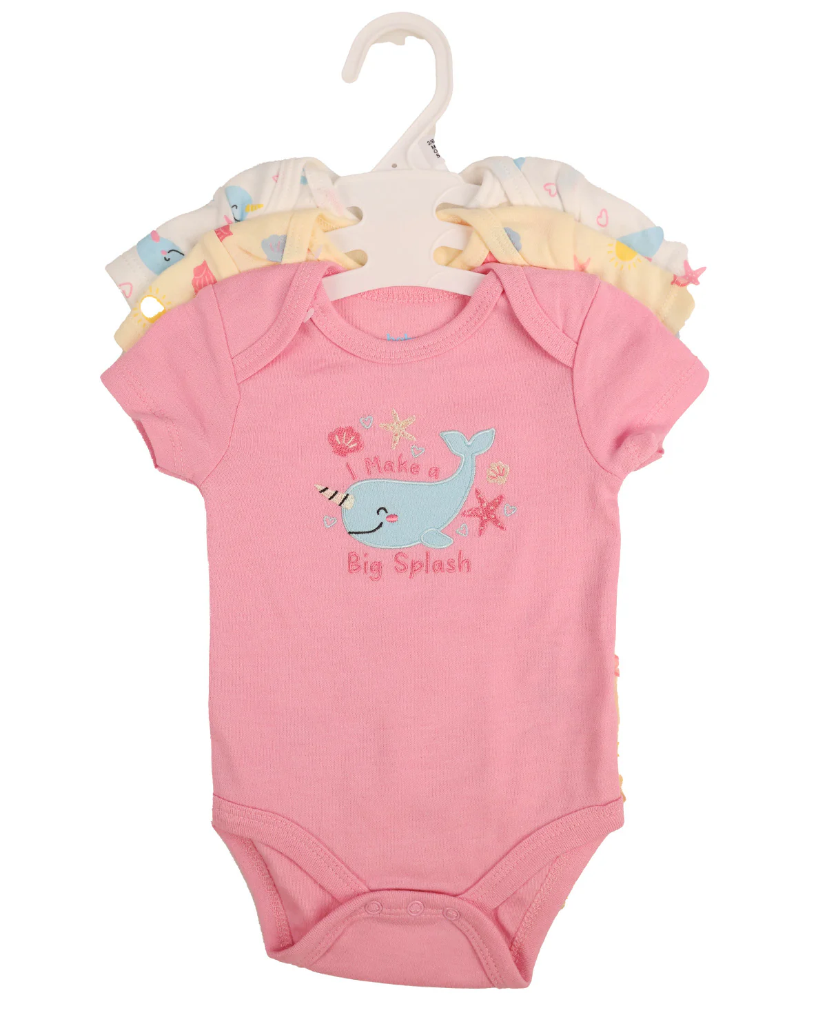 Baby Views 3 Pack Bodysuits - Pink Sea Life - Image 2