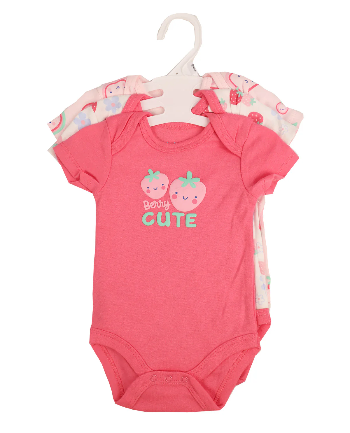 Baby Views 3 Pack Bodysuits - Pink Strawberry - Image 2