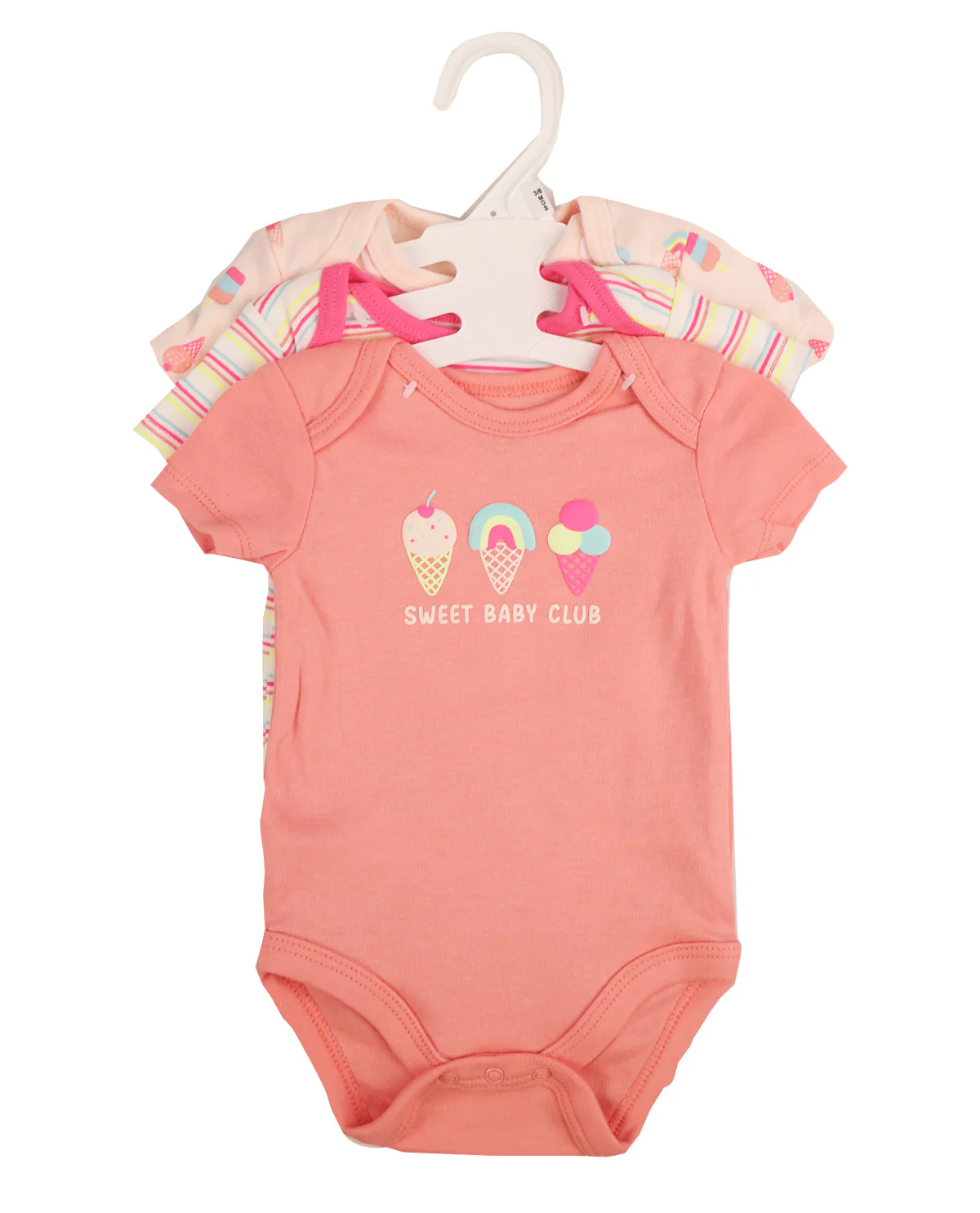 Baby Views 3 Pack Bodysuits - Coral Sweets - Image 2