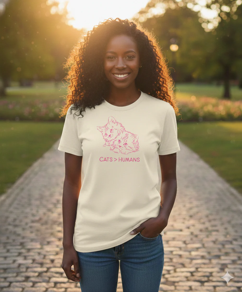 Cats Humans Short Sleeve Screen Tee White - Image 2