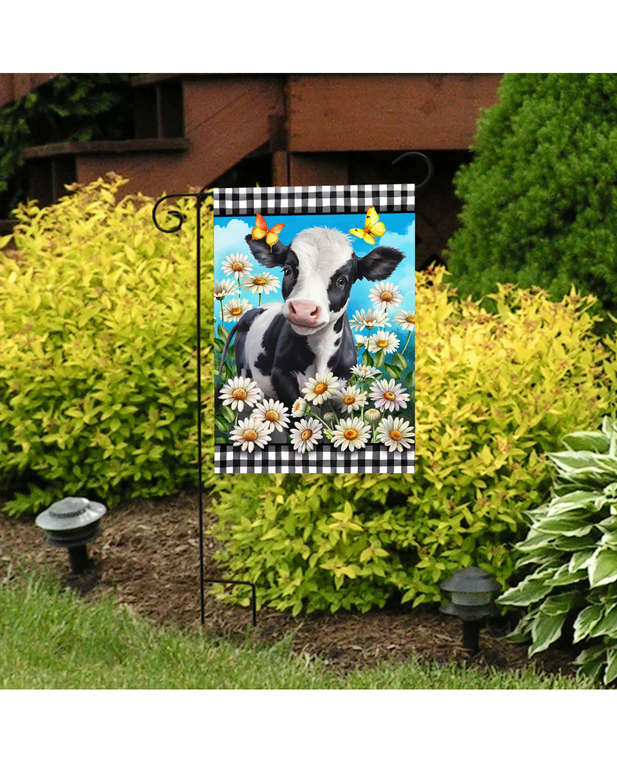 Checkered Cow Garden Flag - Image 2