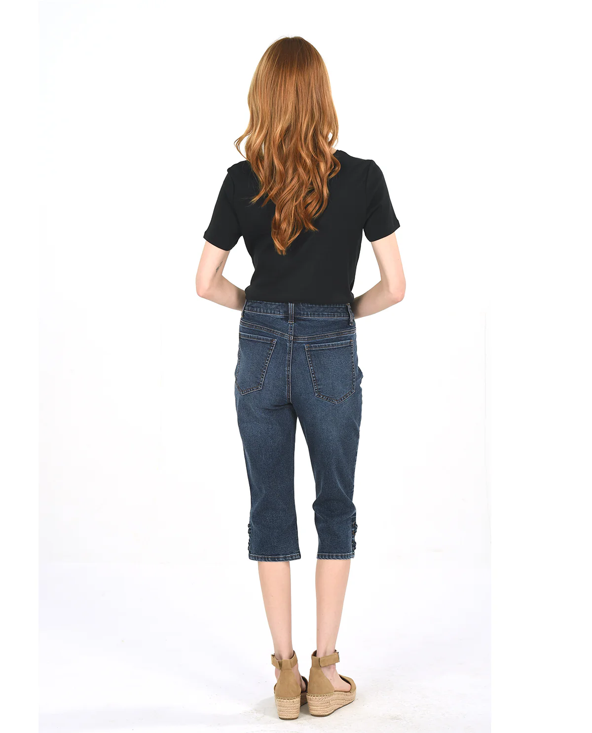 D Jeans Side Lace Capri Dark Tanner - Image 2
