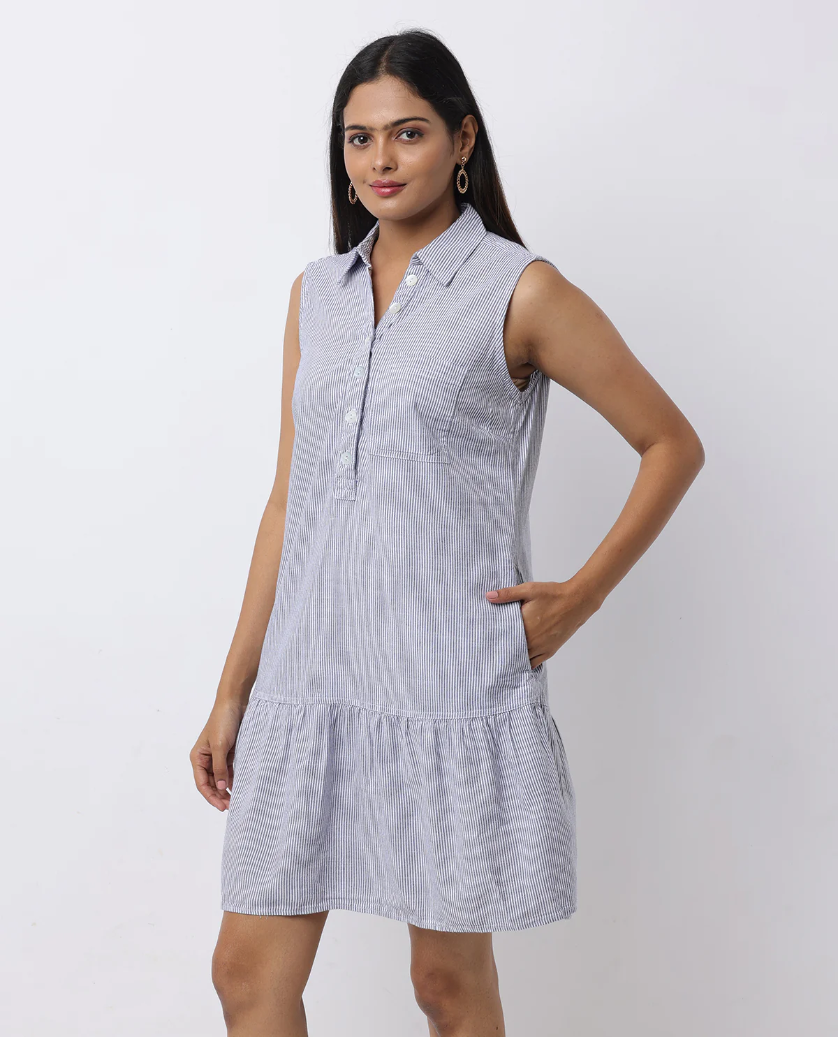 Dash Sleeveless Drop Waist Dress Indigo - Image 2