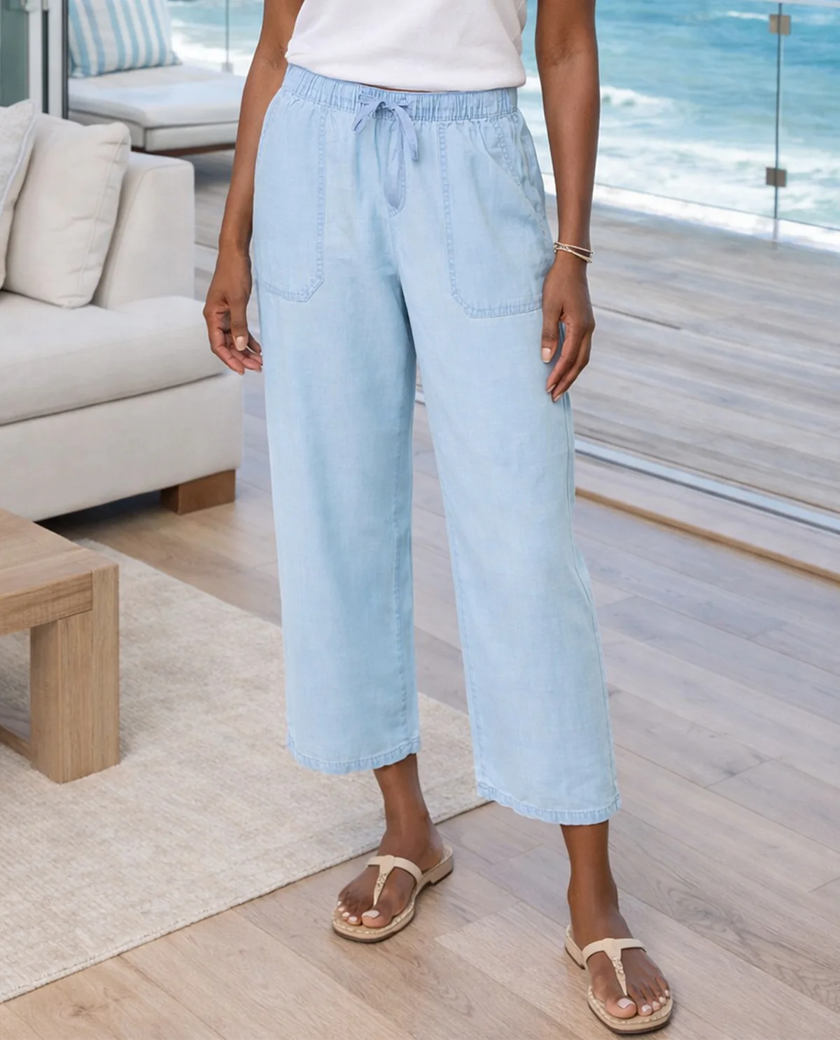 Dash Petite Drawstring Waist Tencel Pant - Image 2