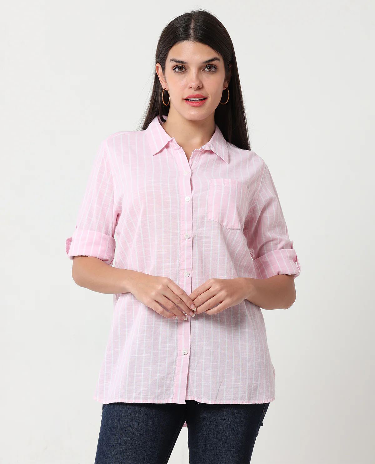 Dash Linen 3/4 Sleeve Button Front Top - Image 3