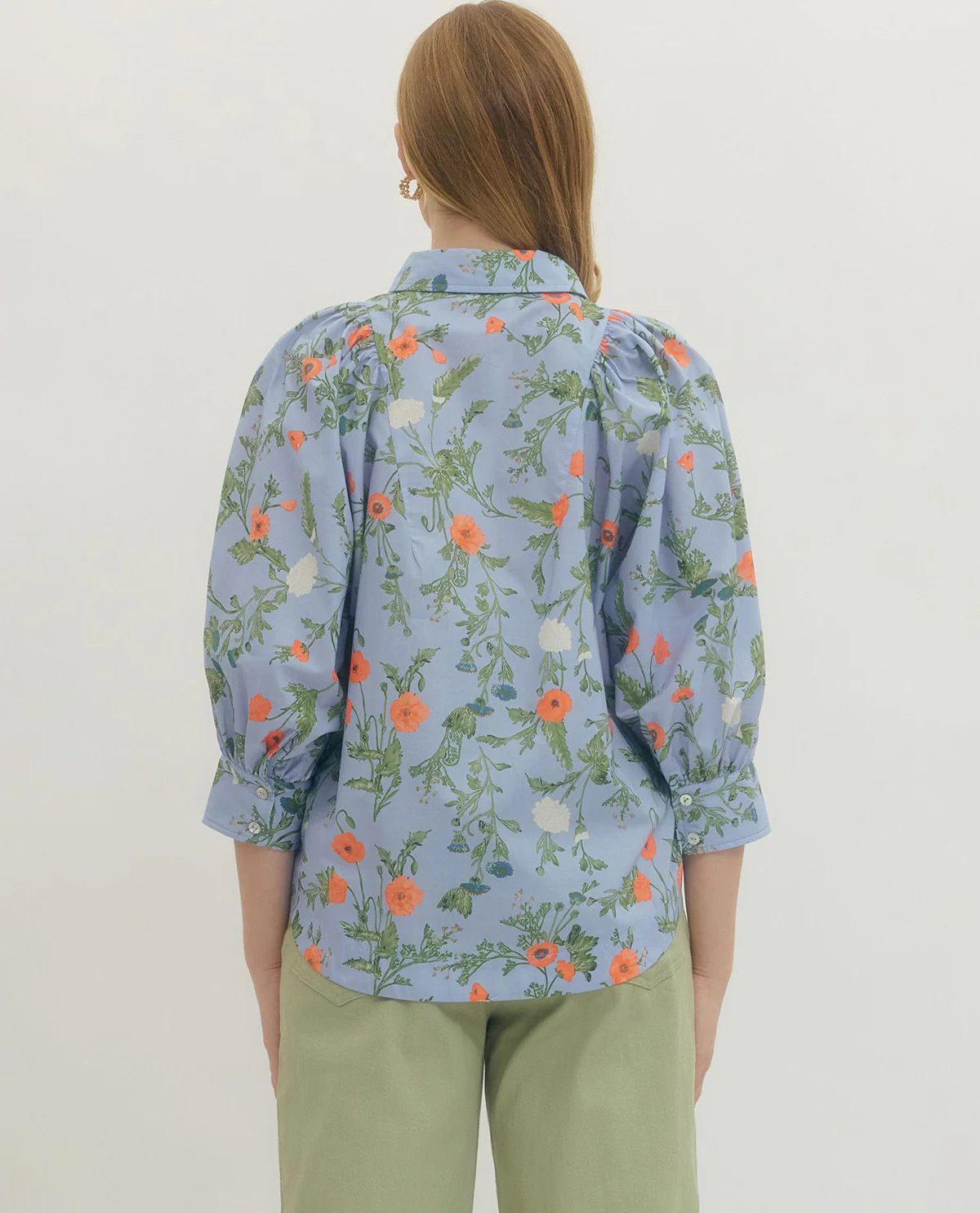 Entro 3/4 Sleeve Print Top Blue - Image 2