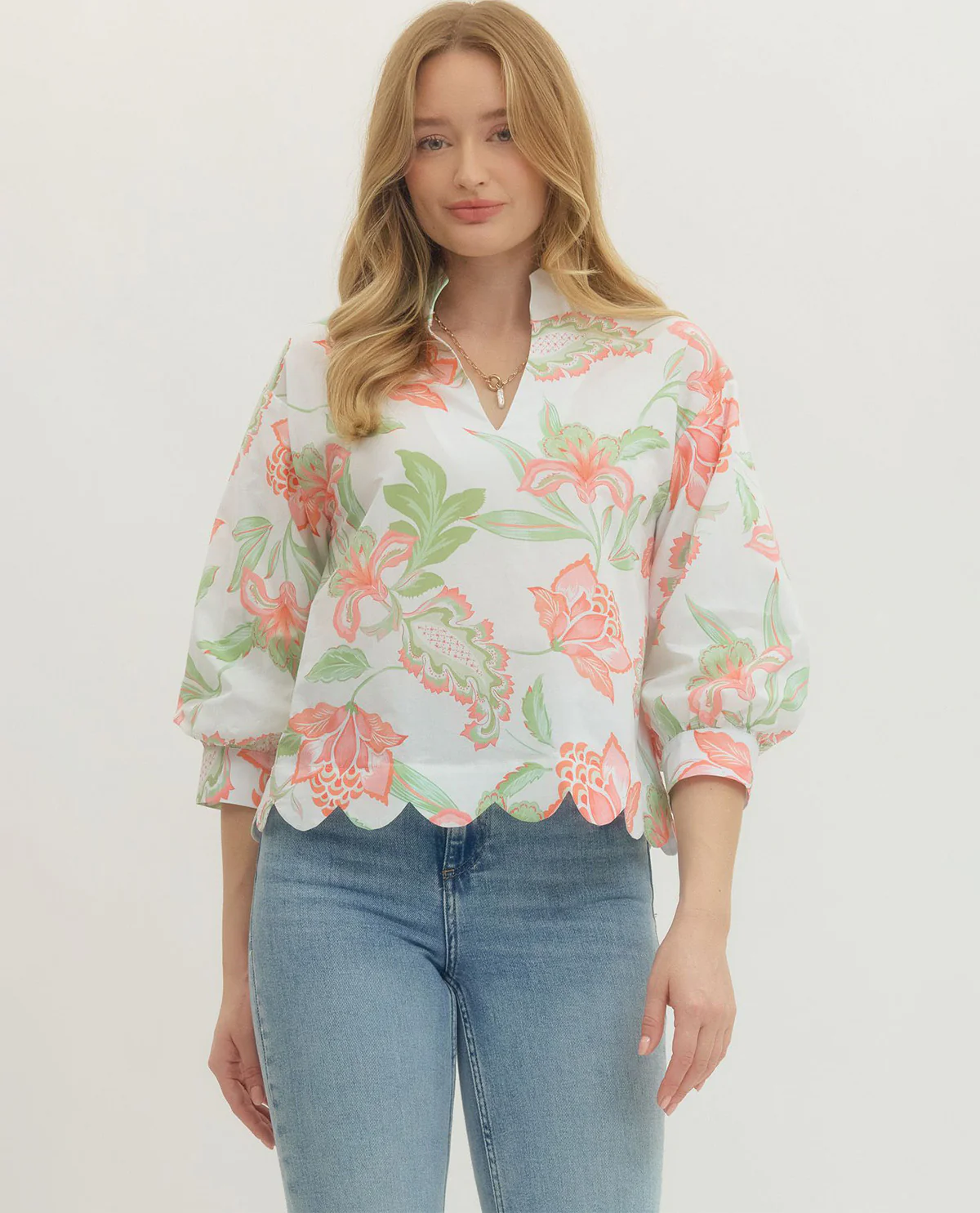 Entro 3/4 Sleeve Print Top - Image 2